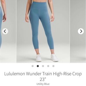 Lululemon Wunder train high rise crop 23” utility blue